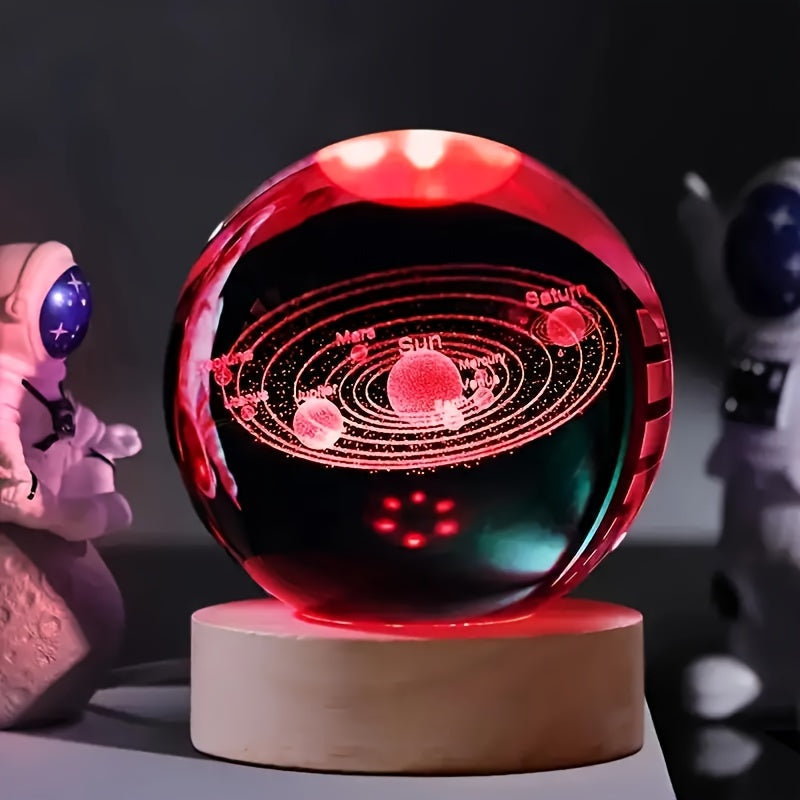 LumiSphere - Luxury 3D Crystal Table Lamp with Wooden Base Bowlift