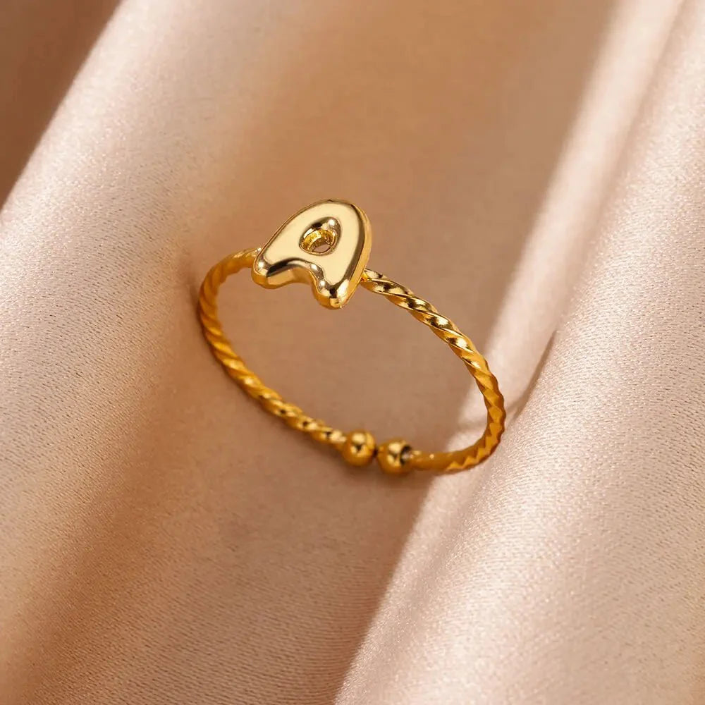 BowLift | Dainty Adjustable Bubble Letter Initial Ring
