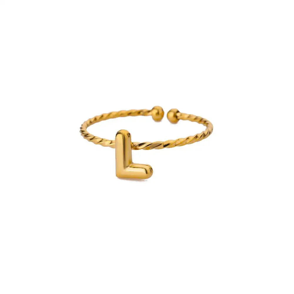 BowLift | Dainty Adjustable Bubble Letter Initial Ring