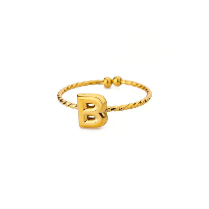 BowLift | Dainty Adjustable Bubble Letter Initial Ring