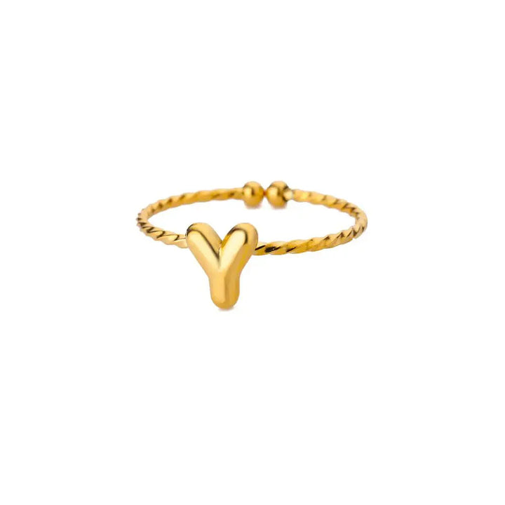 BowLift | Dainty Adjustable Bubble Letter Initial Ring