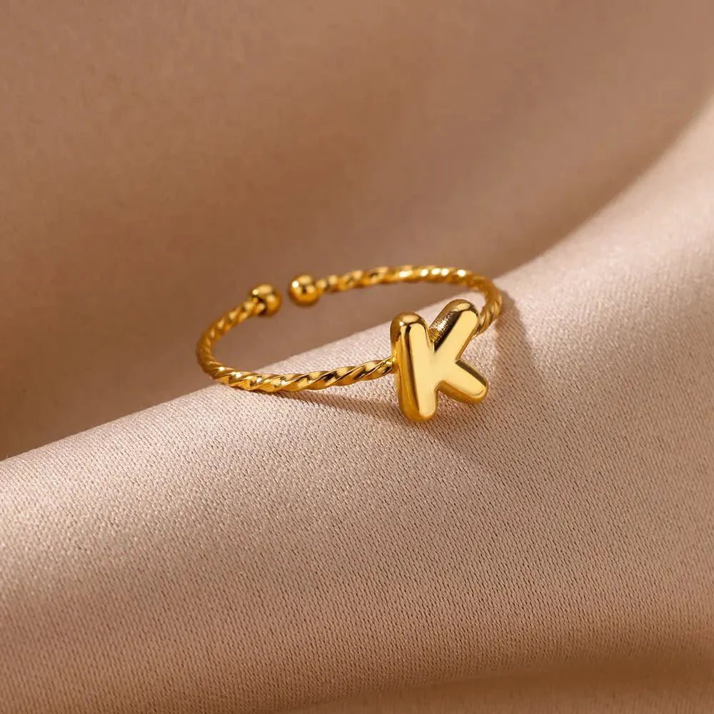 BowLift | Dainty Adjustable Bubble Letter Initial Ring