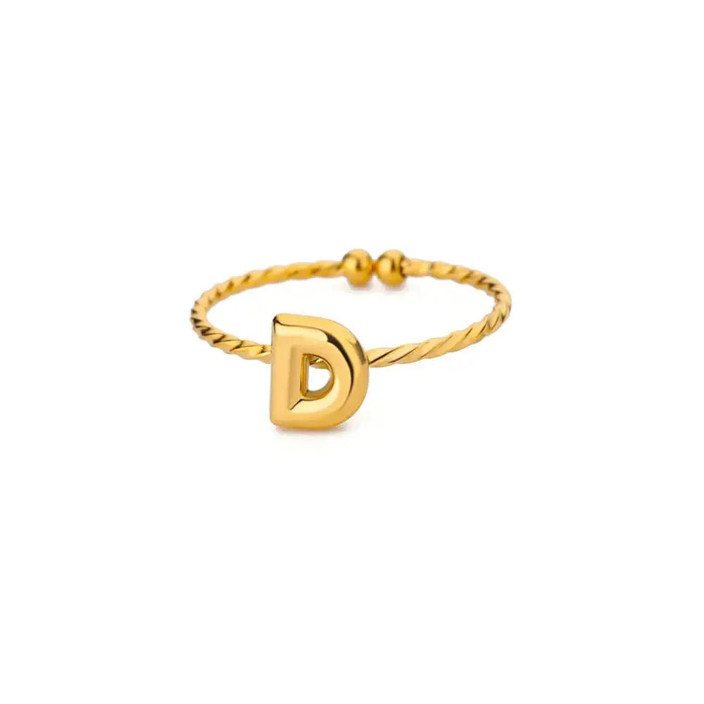 BowLift | Dainty Adjustable Bubble Letter Initial Ring