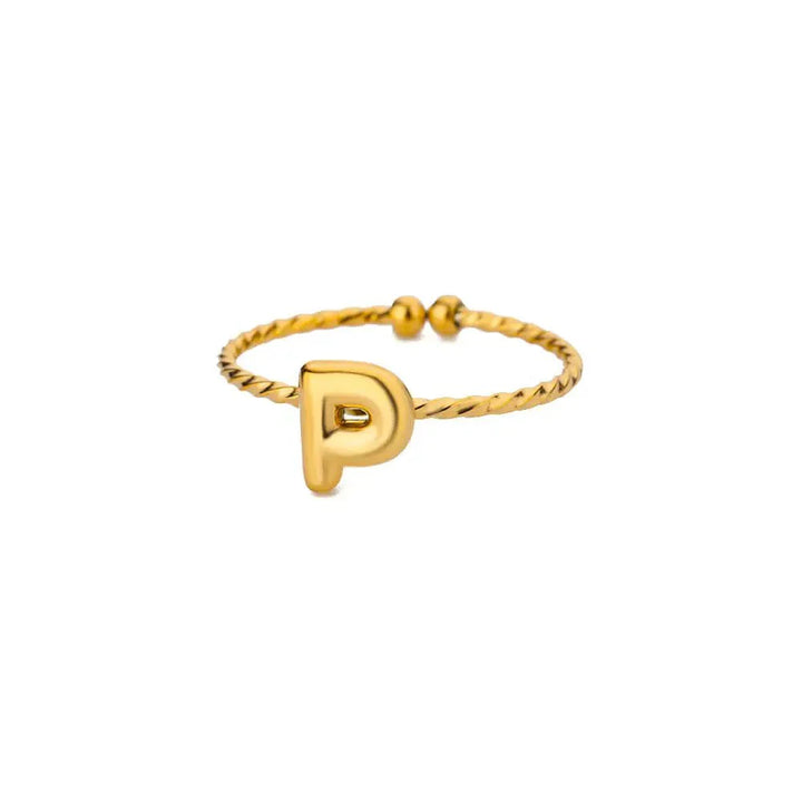 BowLift | Dainty Adjustable Bubble Letter Initial Ring