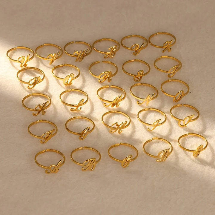 BowLift | Dainty Adjustable Classy Letter Initial Rings