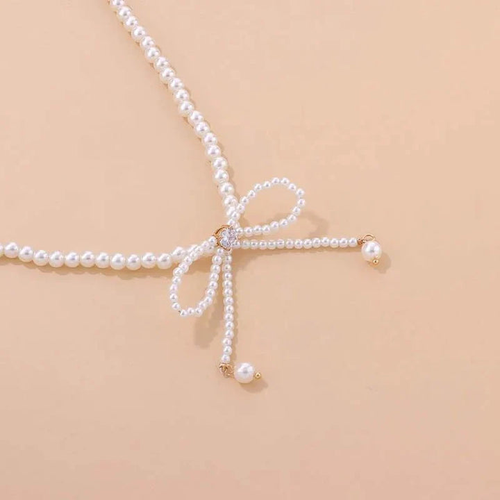 BowLift | Dainty Beaded Pearl Bow Choker Necklace