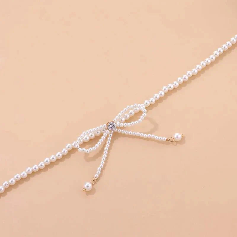 BowLift | Dainty Beaded Pearl Bow Choker Necklace
