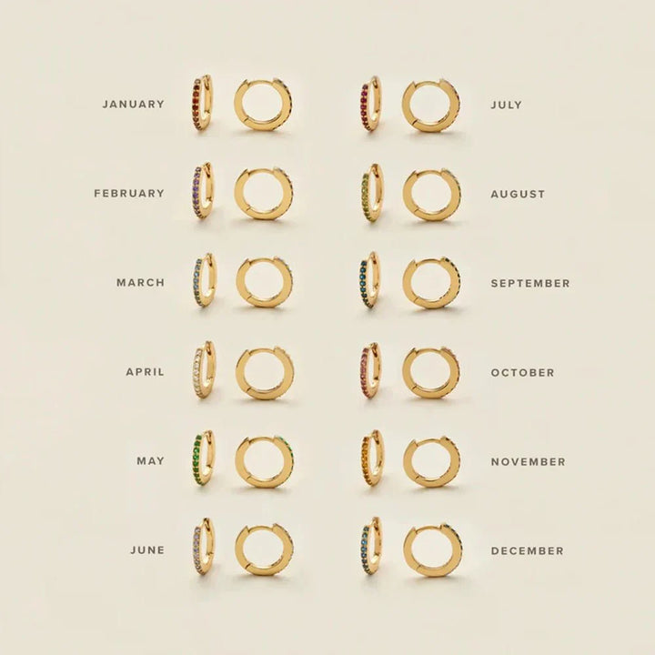 BowLift | Dainty Birthstone Hoop Huggie Earrings
