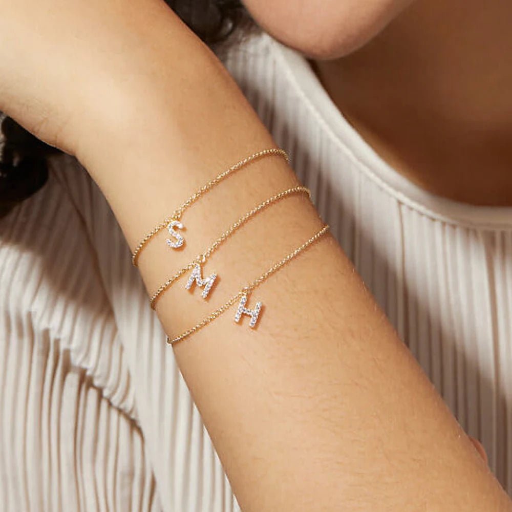 BowLift | Dainty Chain Diamond Initial Bracelet