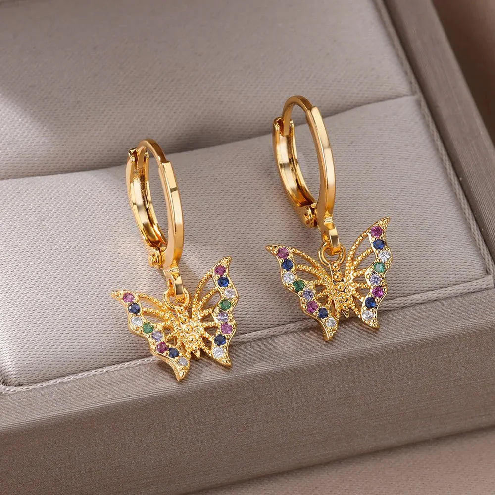 BowLift | Dainty Colorful Diamonds Butterfly Earrings