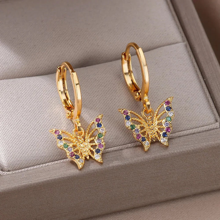 BowLift | Dainty Colorful Diamonds Butterfly Earrings