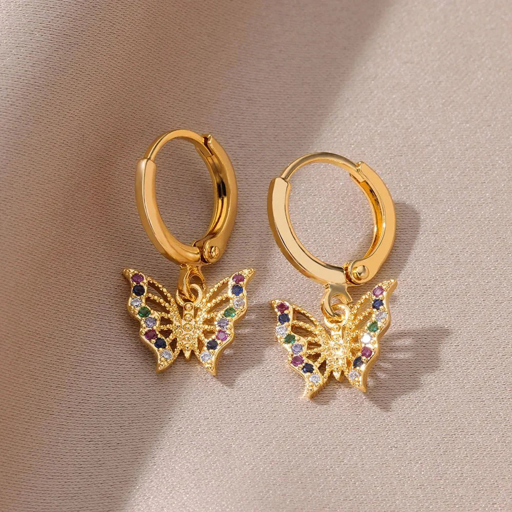 BowLift | Dainty Colorful Diamonds Butterfly Earrings