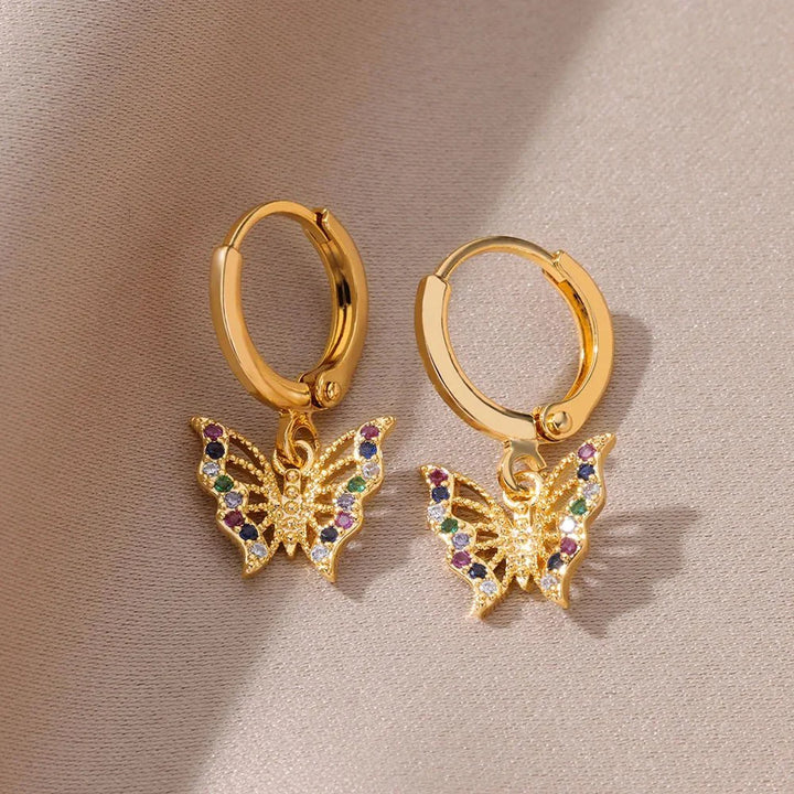 BowLift | Dainty Colorful Diamonds Butterfly Earrings
