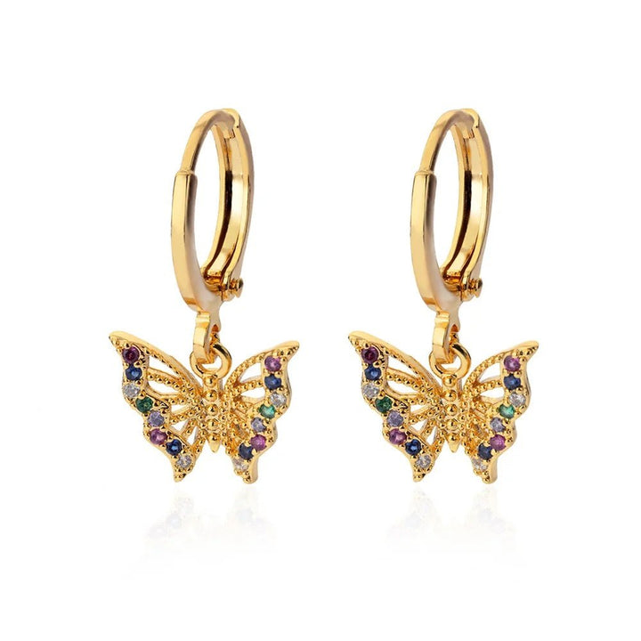 BowLift | Dainty Colorful Diamonds Butterfly Earrings