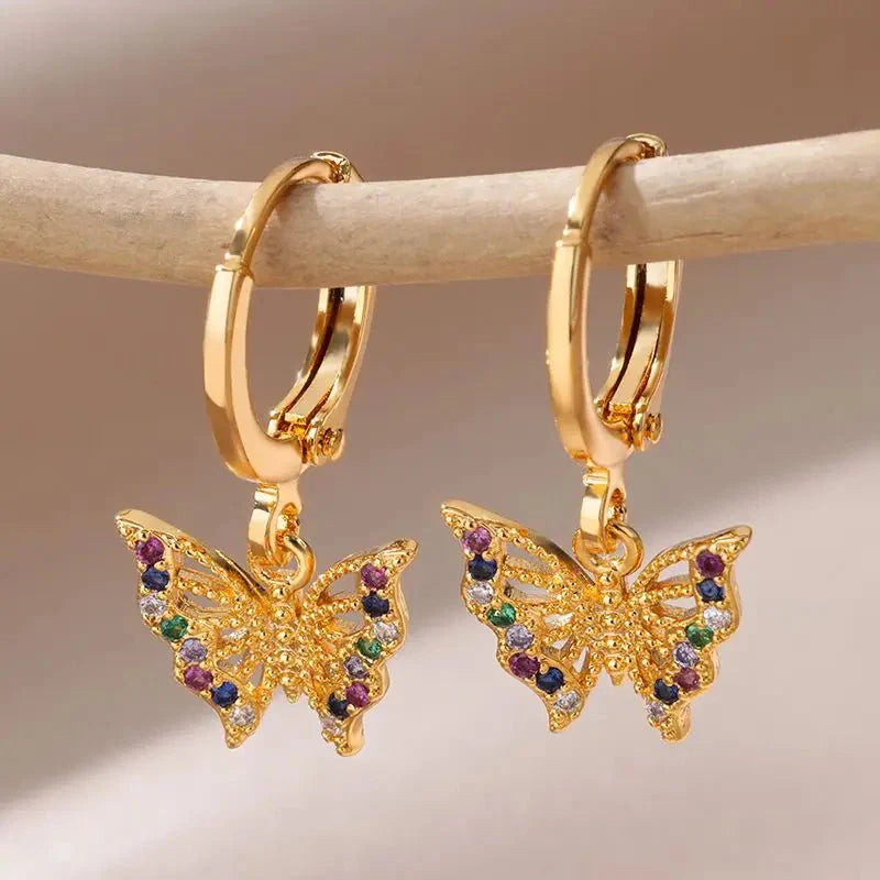 BowLift | Dainty Colorful Diamonds Butterfly Earrings