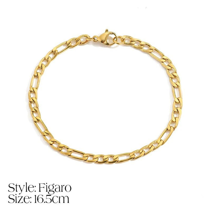 BowLift | Dainty Cuban Figaro Chain Letter Initial Bracelet
