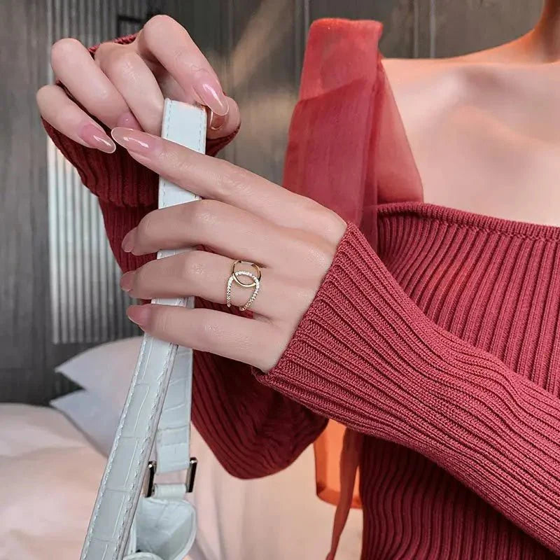 BowLift | Dainty Diamond Dual Wrap Adjustable Ring