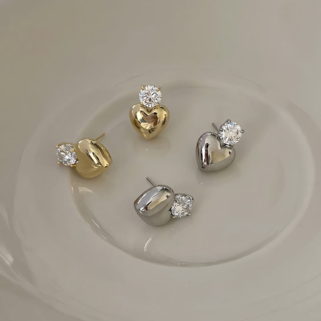 BowLift | Dainty Diamond Heart Stud Earrings