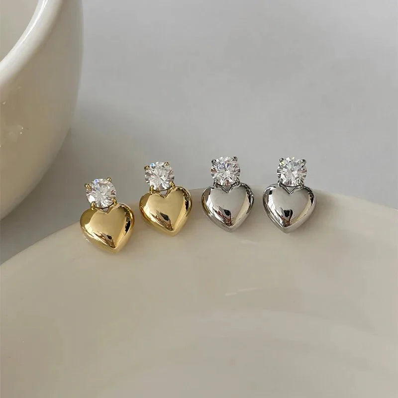 BowLift | Dainty Diamond Heart Stud Earrings
