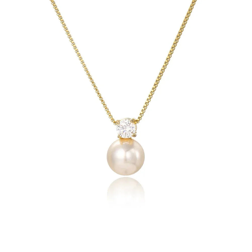 BowLift | Dainty Diamond Pearl Necklace