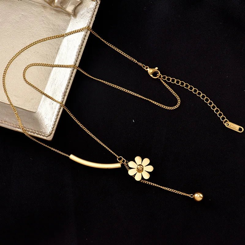 BowLift | Dainty Floral Bar Dangle Necklace