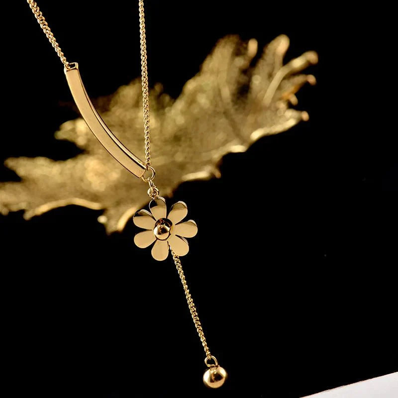 BowLift | Dainty Floral Bar Dangle Necklace