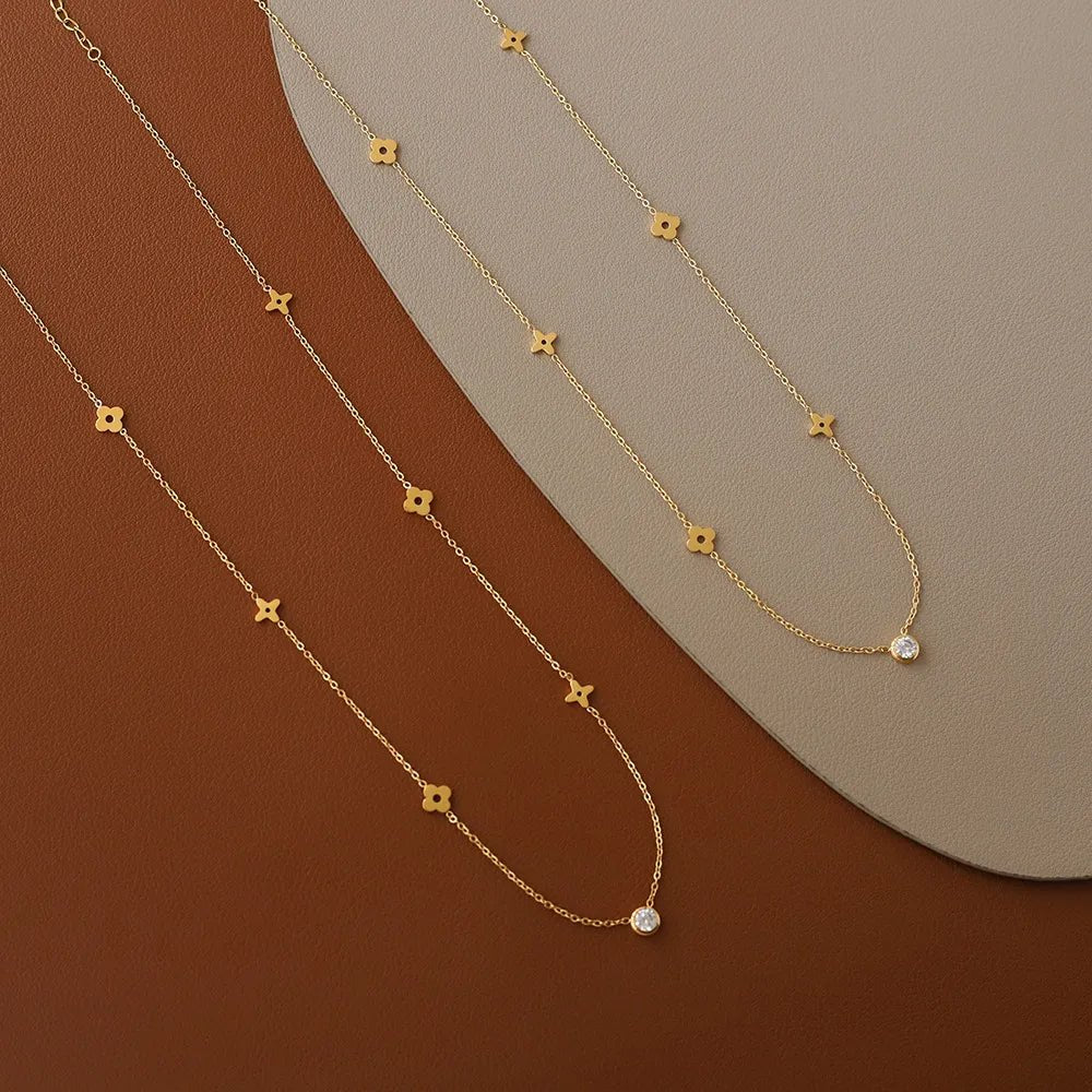 BowLift | Dainty Floral Diamond Centerpiece Necklace