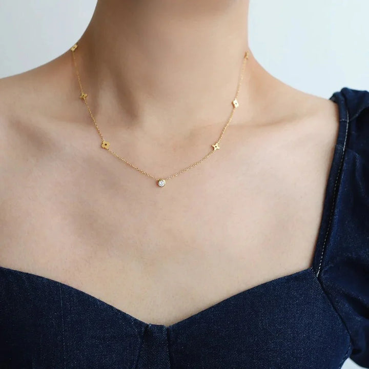 BowLift | Dainty Floral Diamond Centerpiece Necklace