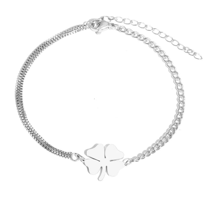 BowLift | Dainty Four Leaf Clover Layered Chain Bracelet