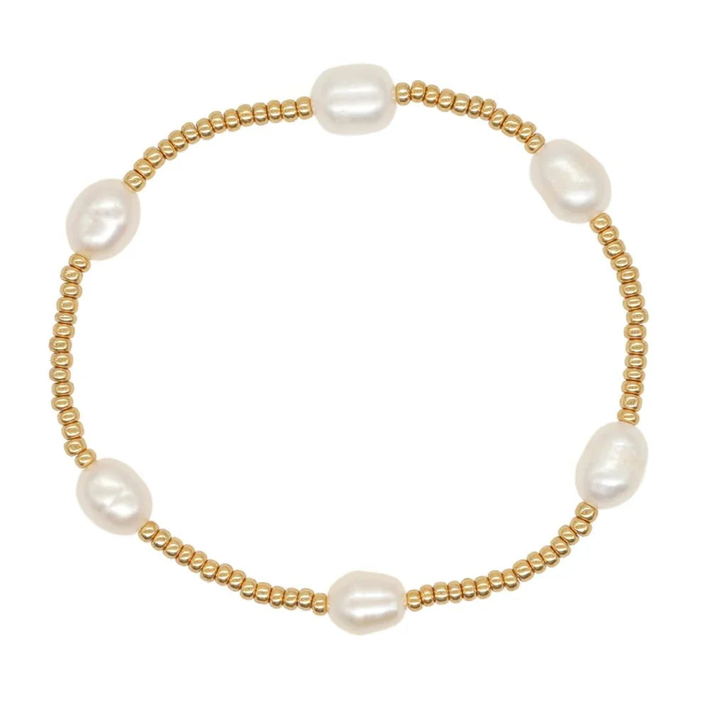BowLift | Dainty Gold Beaded Pearl Bracelets