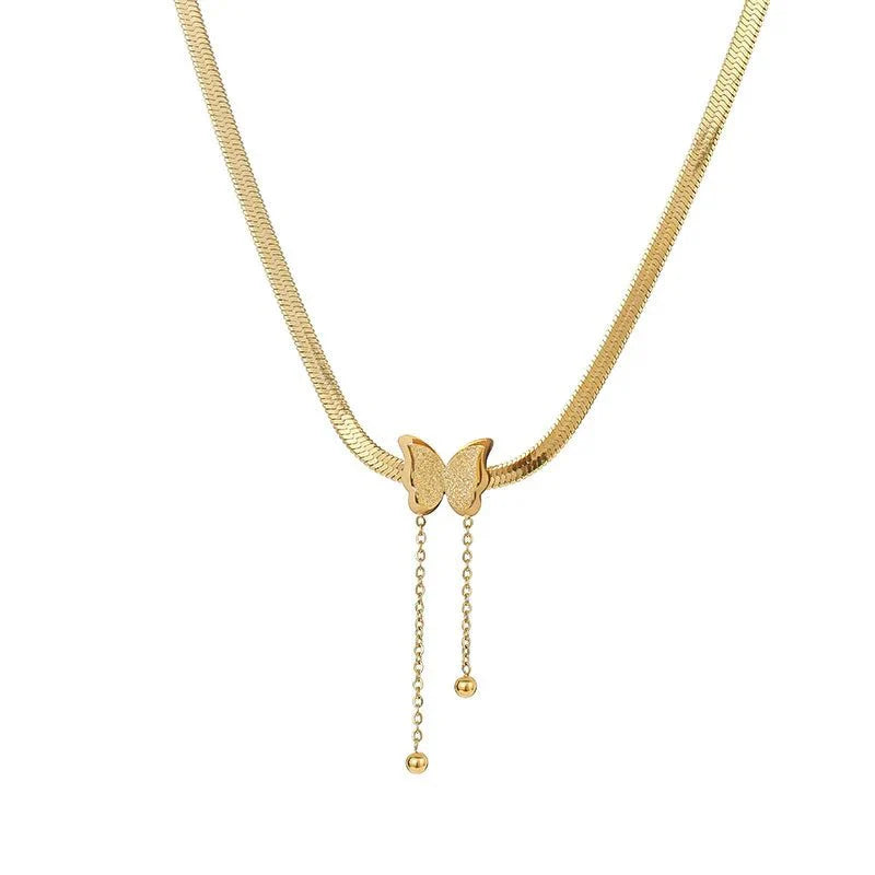 BowLift | Dainty Herringbone Butterfly Dangle Necklace