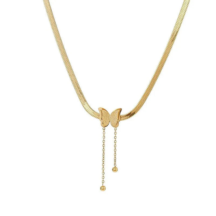BowLift | Dainty Herringbone Butterfly Dangle Necklace