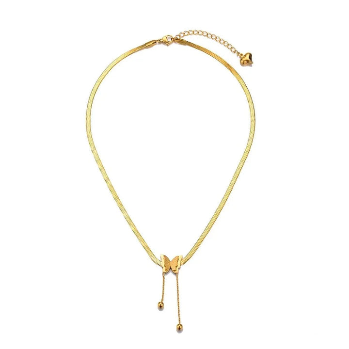 BowLift | Dainty Herringbone Butterfly Dangle Necklace