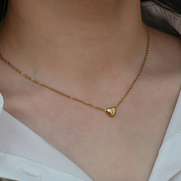BowLift | Dainty Minimal Heart Initial Letter Necklace