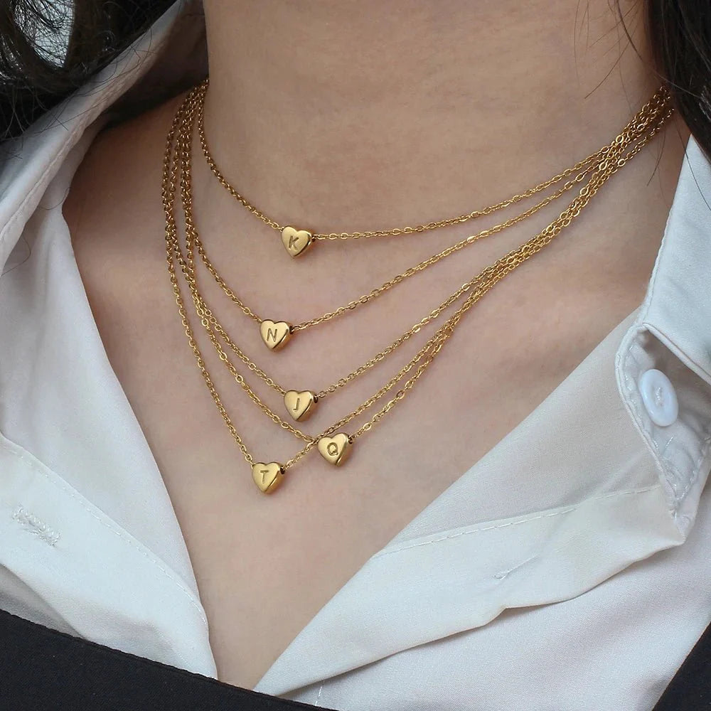 BowLift | Dainty Minimal Heart Initial Letter Necklace