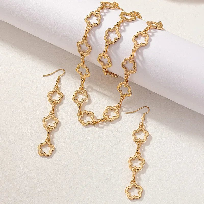 BowLift | Dainty Open Clover Choker Necklace, Bracelet, Earring Set
