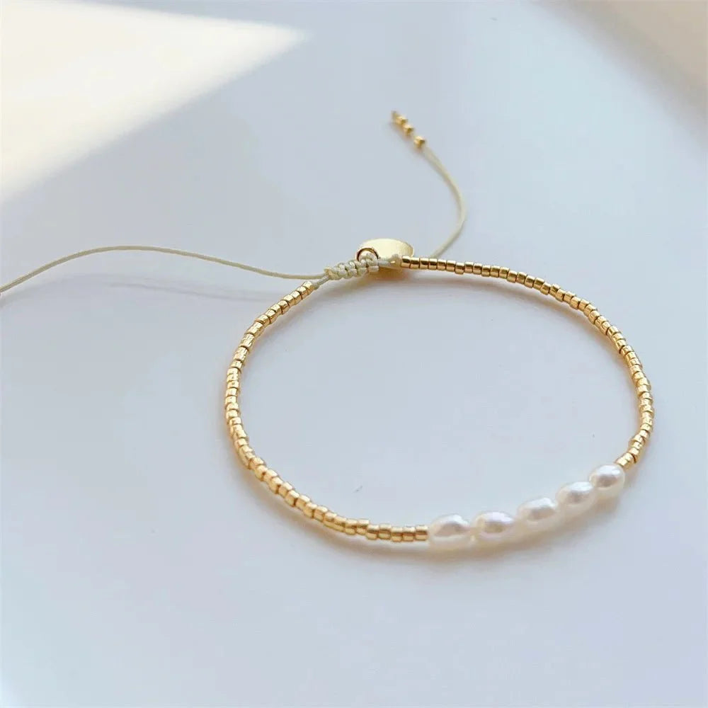 BowLift | Dainty Pearl Golden Beaded Bracelet