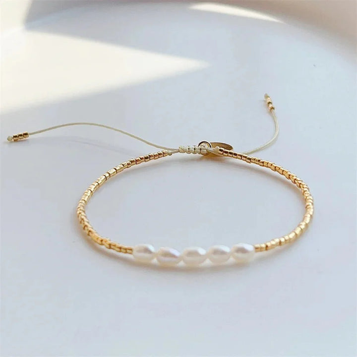 BowLift | Dainty Pearl Golden Beaded Bracelet