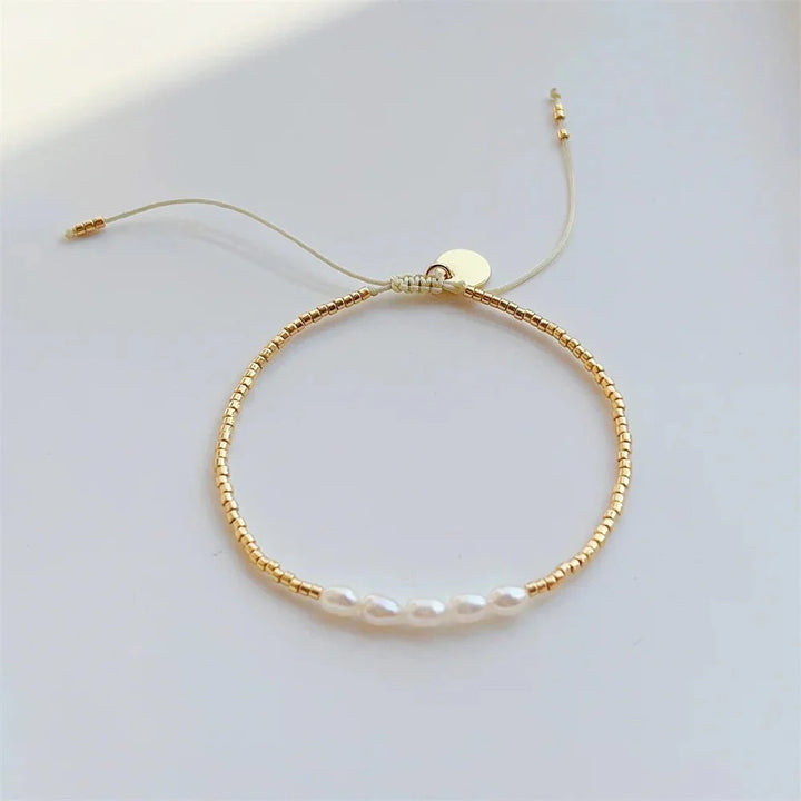 BowLift | Dainty Pearl Golden Beaded Bracelet