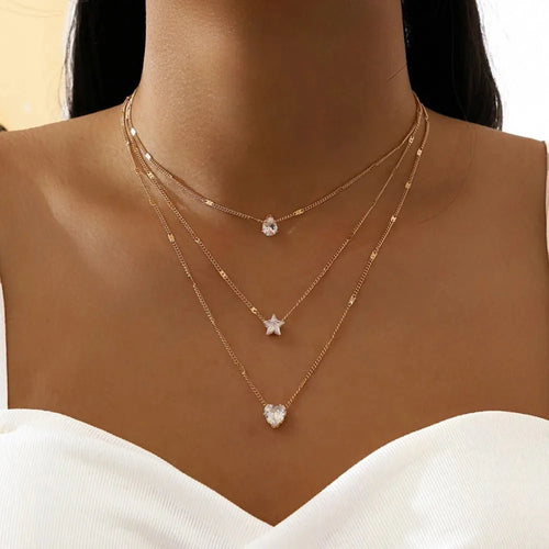 BowLift | Dainty Shaped Diamonds Necklace Stack