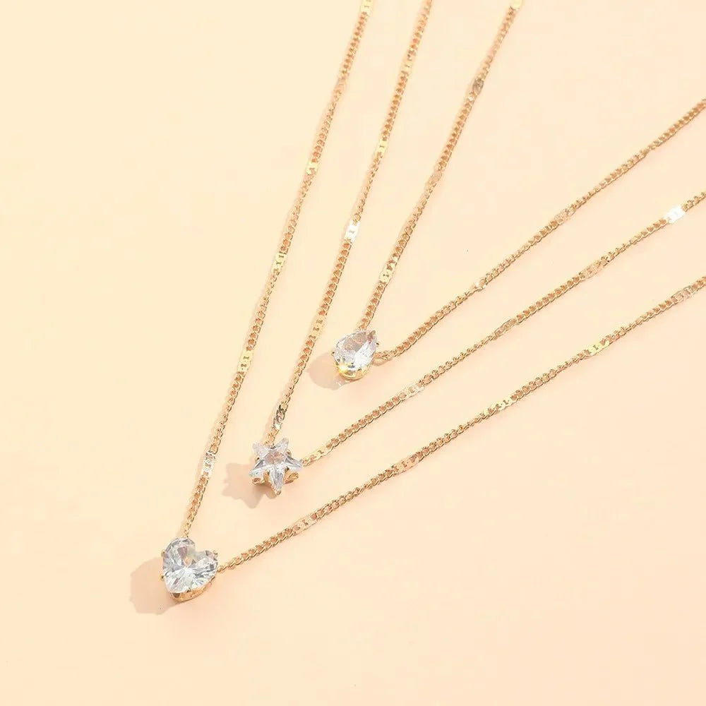 BowLift | Dainty Shaped Diamonds Necklace Stack