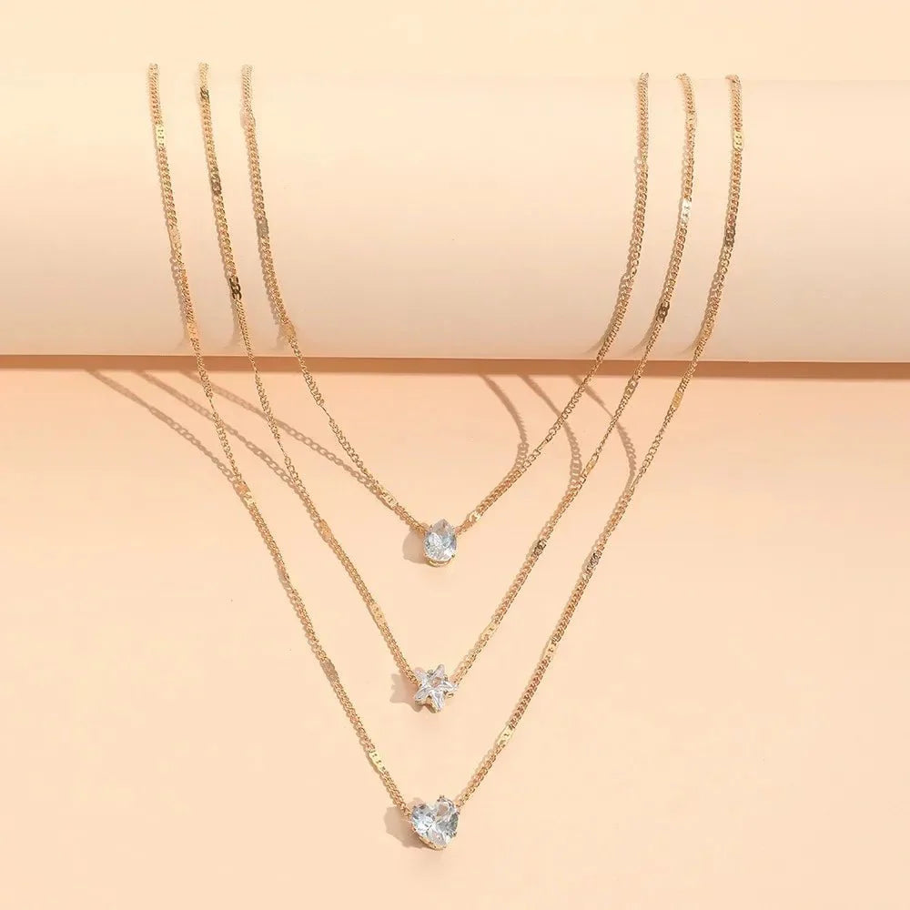 BowLift | Dainty Shaped Diamonds Necklace Stack