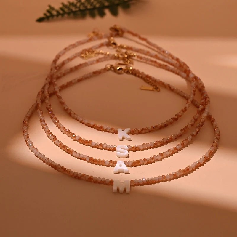 BowLift | Dainty Stone Beaded Initial Necklace
