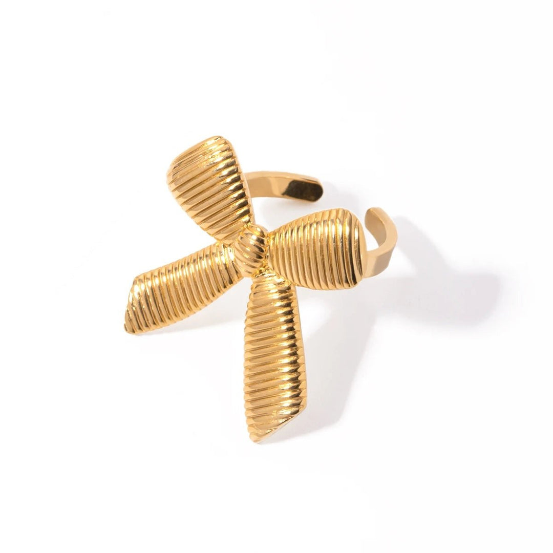 BowLift | Dainty Striped Bow Elegant Ring and Earrings