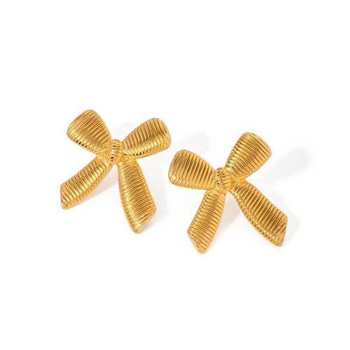 BowLift | Dainty Striped Bow Elegant Ring and Earrings