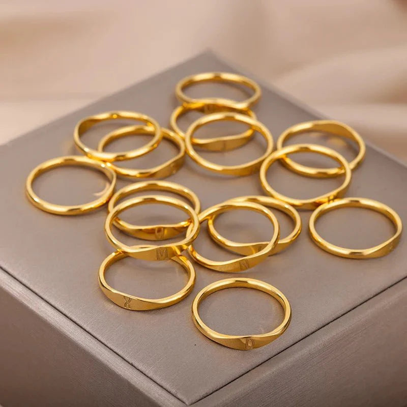 BowLift | Dainty Thin Letter Initial Ring