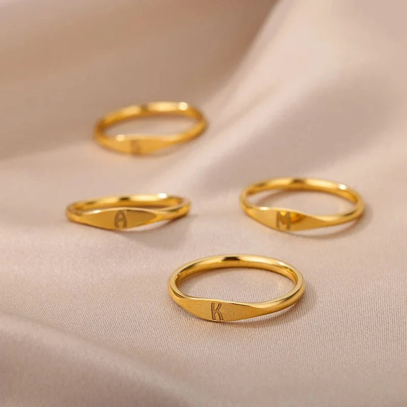 BowLift | Dainty Thin Letter Initial Ring
