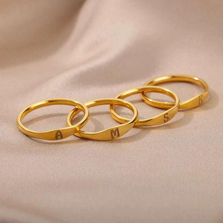 BowLift | Dainty Thin Letter Initial Ring