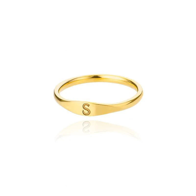 BowLift | Dainty Thin Letter Initial Ring