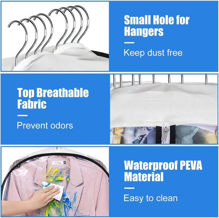 Transparent Garment Covers with Inserts – 6-Pack Side Zipper Storage Covers | Bowlift